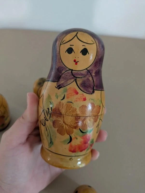 Lot of genuine Russian wooden Matrioshka dolls made USSR – photo 9
